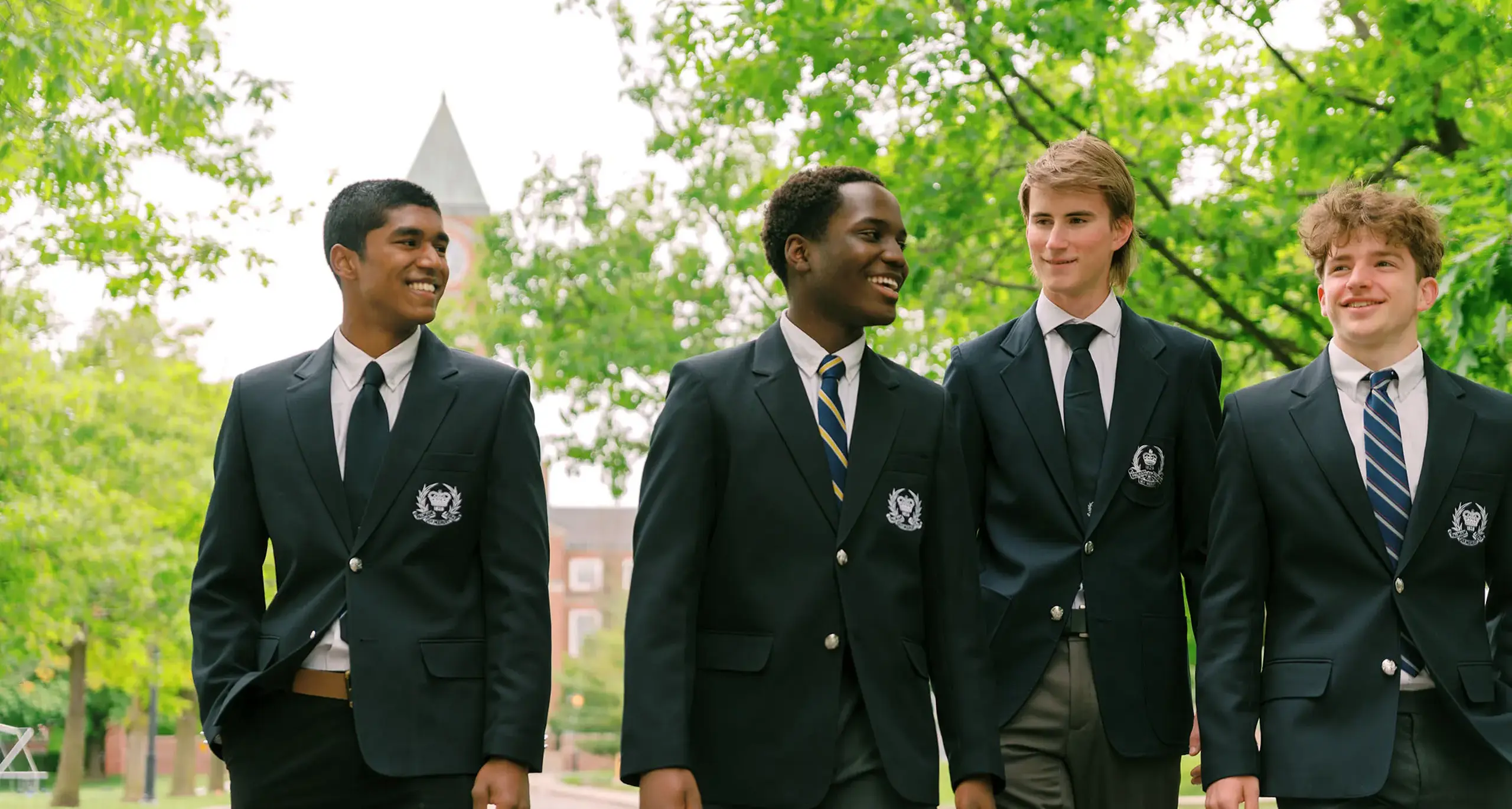Upper Canada College students walking outside on campus